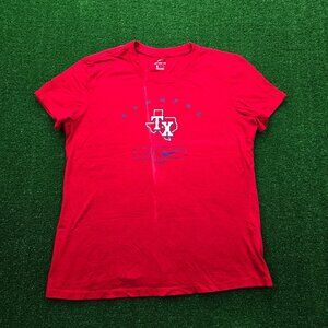 Texas Rangers Tshirt Womens Medium Red Nike Tee Short Sleeve MLB Baseball Sports
